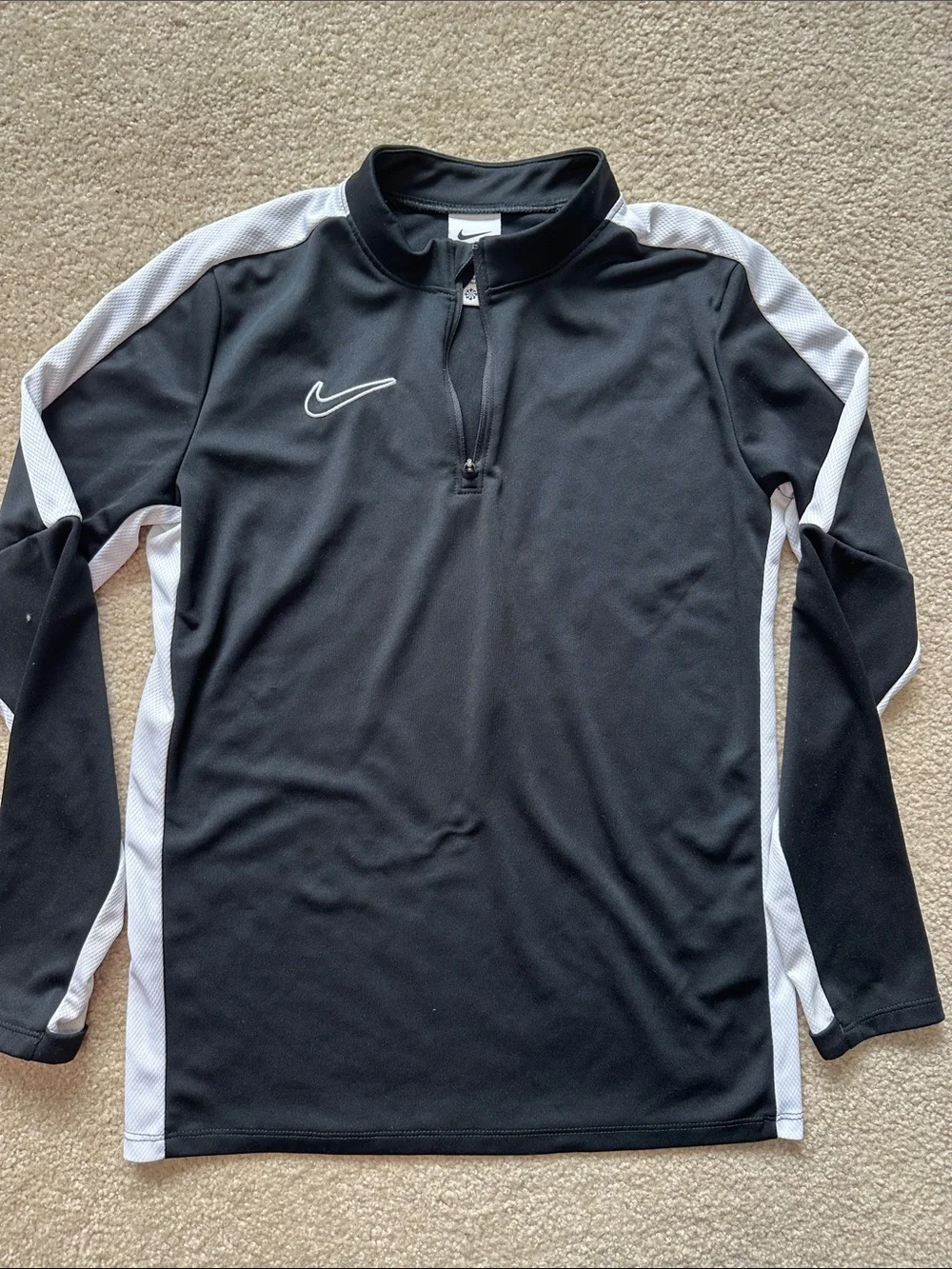 Nike Boys Black Performance Quarter-Zip with White Panels
